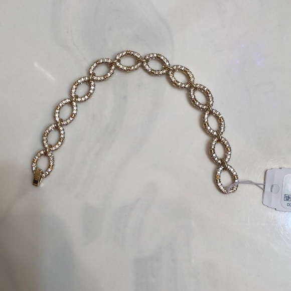 Lauren Ralph Lauren Gold Tone Pave Crystal Encrusted Oval Link Bracelet NWT - Picture 3 of 16